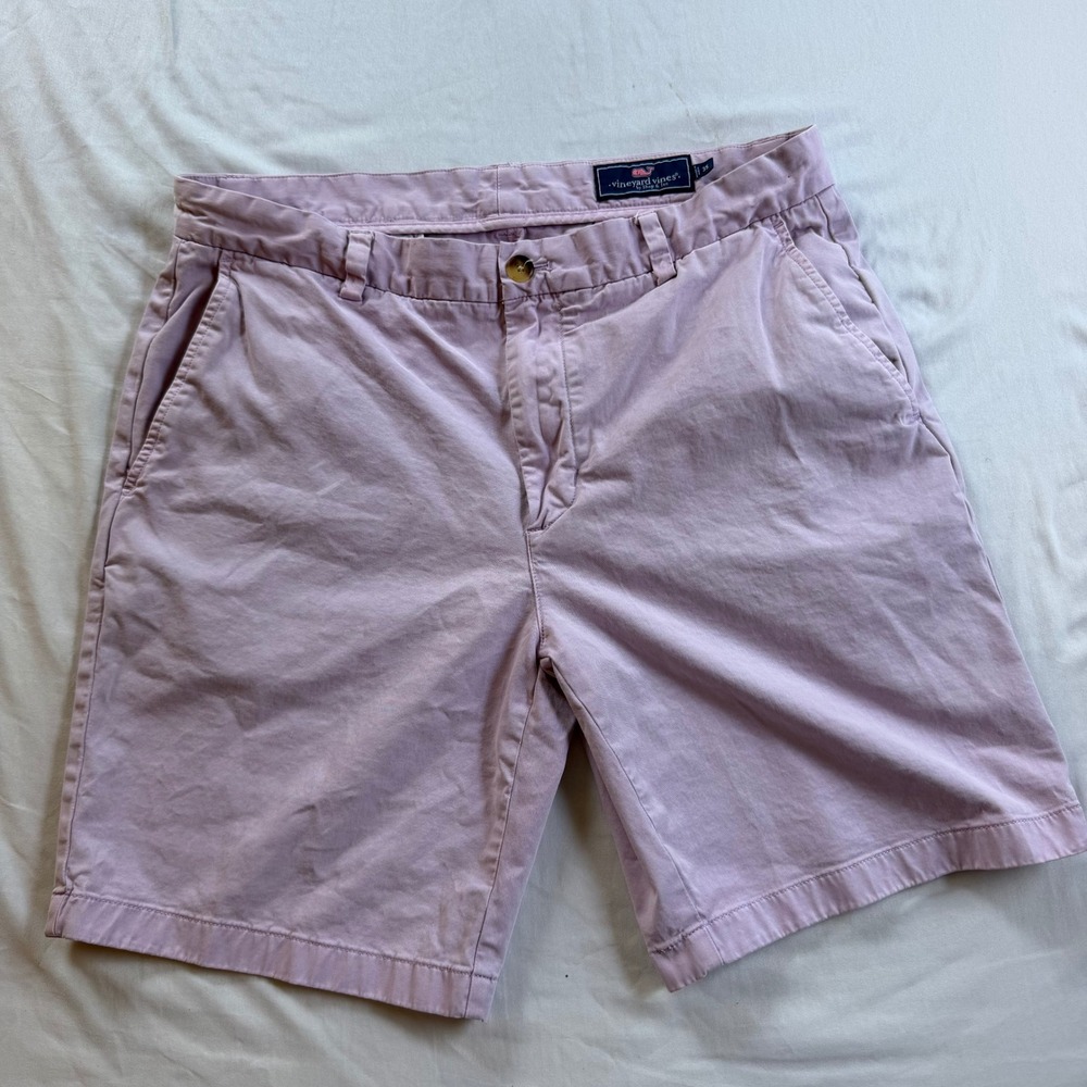 Vineyard Vines Mens Breaker Shorts 35 Pink Cotton Twill 9 Inch‎ Inseam